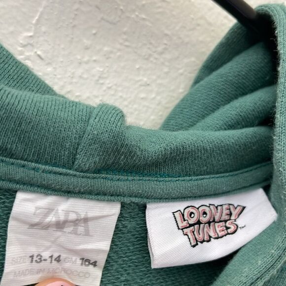 Zara x Looney Tunes Bugs Bunny Green Hoodie Youth 13-14 - Picture 3 of 4